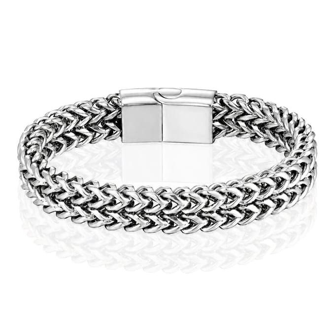 LGT JWLS Heren Armband - Dubbele Curb Chain van Edelstaal, Zilver-21cm