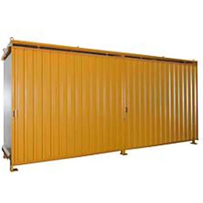 Stellingcontainer BAUER CEN 59-2, staal, schuifdeur, B 6245 x D 1550 x H 2980 mm, oranje