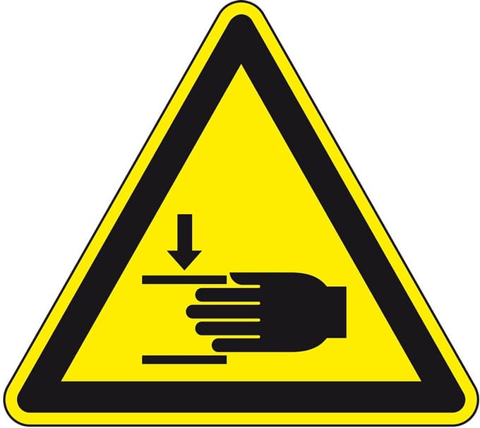 Waarschuwingssticker handbeklemming - ISO 7010 - W024 400 mm