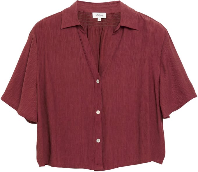 Gestructureerde Blouse in Gemengde Viscose met Plissé en V-Hals Dames s.Oliver