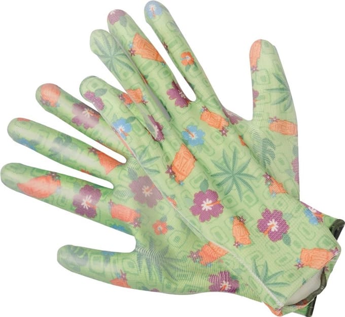 FLO Serie - Tuinhandschoenen - Bloemenmotief - Groen - Polyester - Maat 9