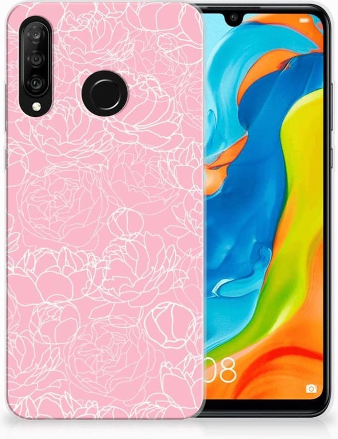 Huawei P30 Lite TPU Case White Flowers