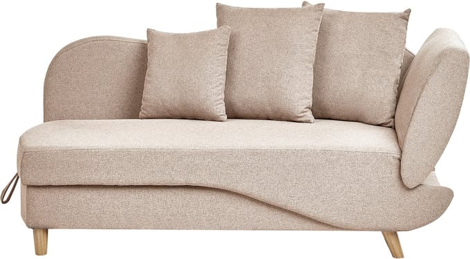 BELIANI MERI II - Chaise longue - Lichtbruin - Rechterzijde - Polyester
