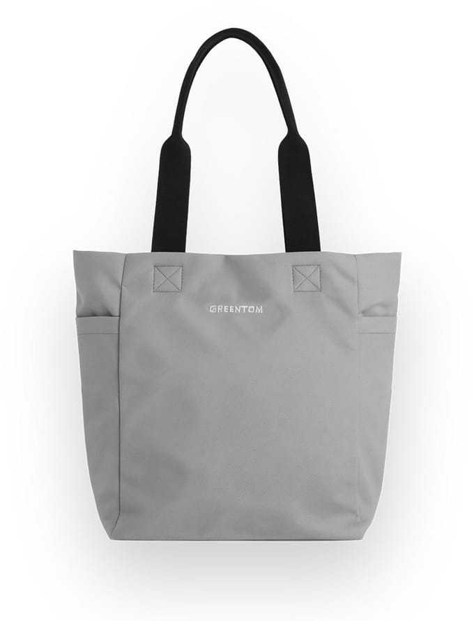 Greentom Shopper - Draagtas, Boodschappentas, Lichtgewicht & Duurzaam (Gerecycled) - Grijs