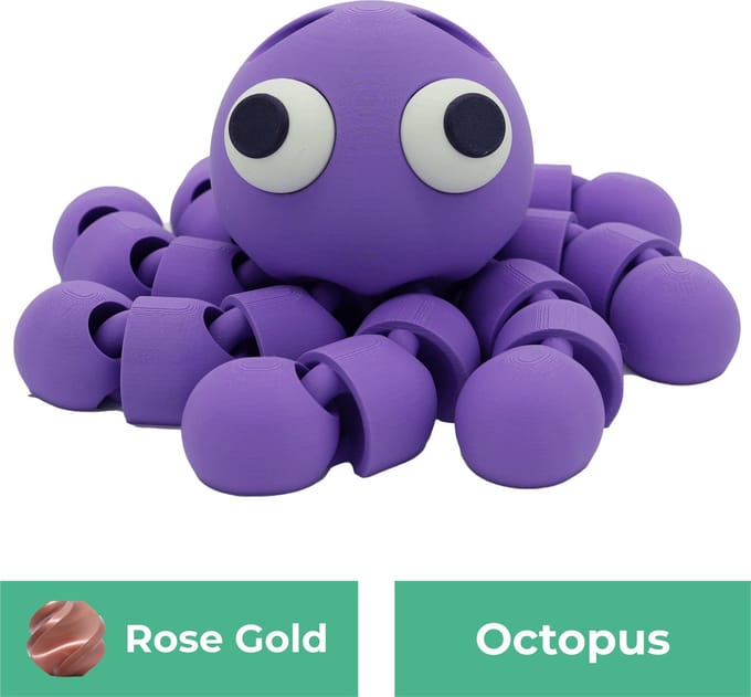 Flexibele octopus beeld – Decoratief beeld - Rose Gold - 3d geprinte beeld – Unieke woondecoratie - 25CM