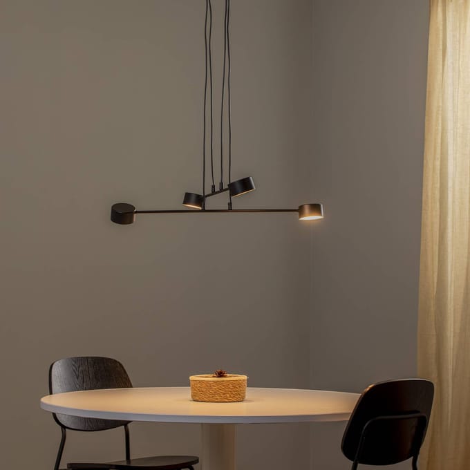 EMIBIG LIGHTING Hanglamp Modus 4, staal, 4-lamps, GX 53, zwart