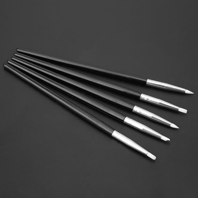 Lot de 5 outils de sculpture en silicone pour poterie et argile beige