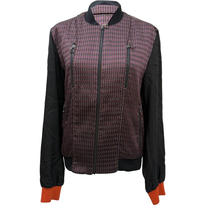 Lanvin bomberjack met rits en patroon in veelkleurig polyester