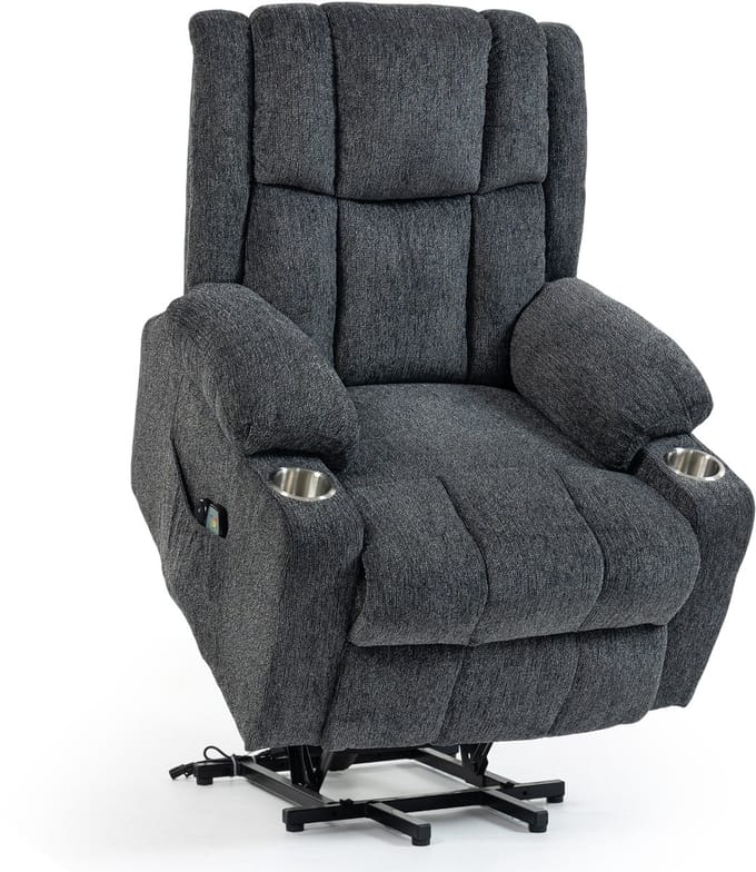 Sweiko Elektrische Massagestoel - Fauteuil - Met opstahulp - Warmtetherapiefunctie - 2 bekerhouders - Donkergrijs