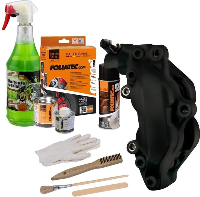 Foliatec Remklauwlakset - Midnight Zwart Mat - 3 Componenten - Inclusief velgenreiniger