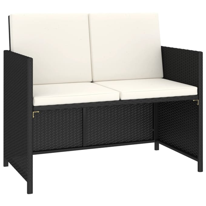 vidaXL - 6-delige - Tuinset - met - kussens - poly - rattan - zwart