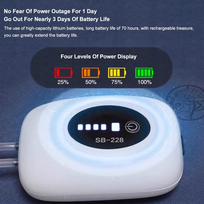 Aquarium Luchtpomp USB Oplaadbare Zuurstofpomp Vissenkom Bruissteen Hoge Capaciteit 4800mAh Lithium Batterij Stil 4800mAh
