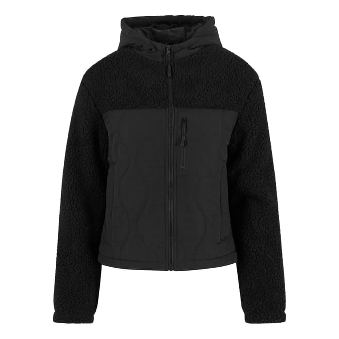 Urban Classics - Sherpa Crinkle Nylon Mix Jacket - L - Zwart/Zwart