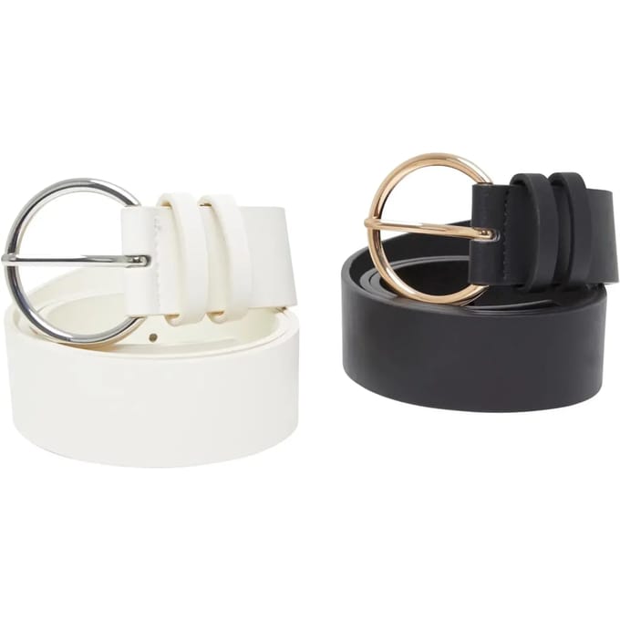 Urban Classics - Basic PU 2pack Riem - L/XL - Creme/Zwart