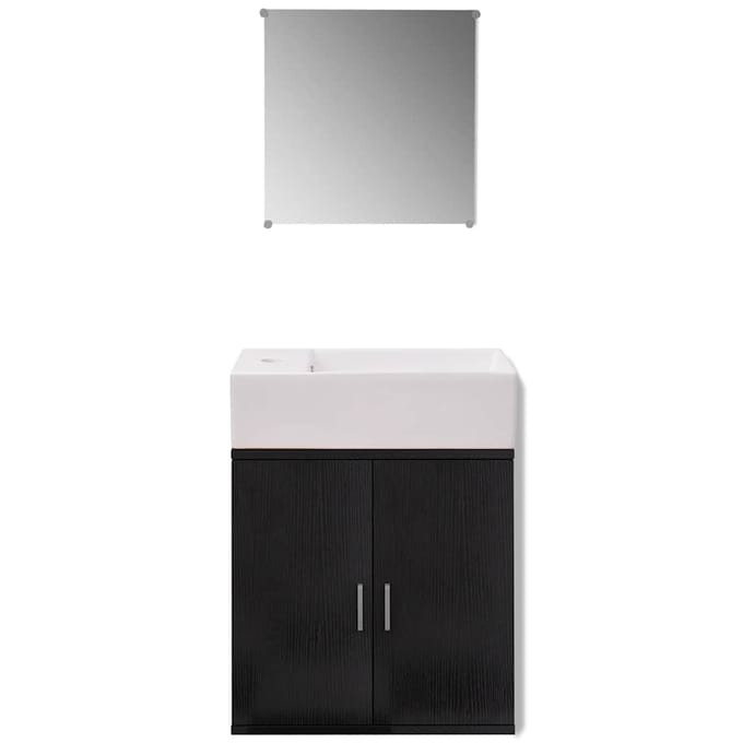 vidaXL - Badkamermeubelset - met - wasbak - zwart - 3-dlg