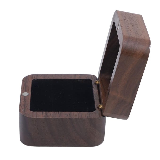 Ringdoos Walnoothouten Frame Sponsvulling Retro Stijl Ringhouder voor Verloving Bruiloft Sieraden gray