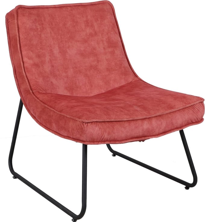 Bolt Edge Relaxstoel - Velvet - Roze blush - Met armleuning - Woonkamerstoel