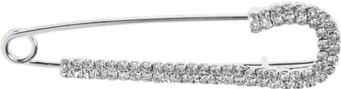 Fako Bijoux® - Sierspeld / Sjaalspeld - Strip - Kristal - 76mm - Zilverkleurig