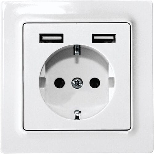 Eltako DSS55E+2xUSBA-wg Stopcontact Inbouw (in muur), Schroefbevestiging