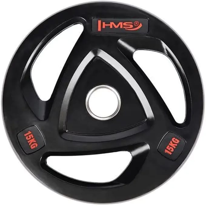 HMS TOX - Olympische Gewichtsplaat - 15 kg - Rubbercoating - Ergonomische Handgrepen