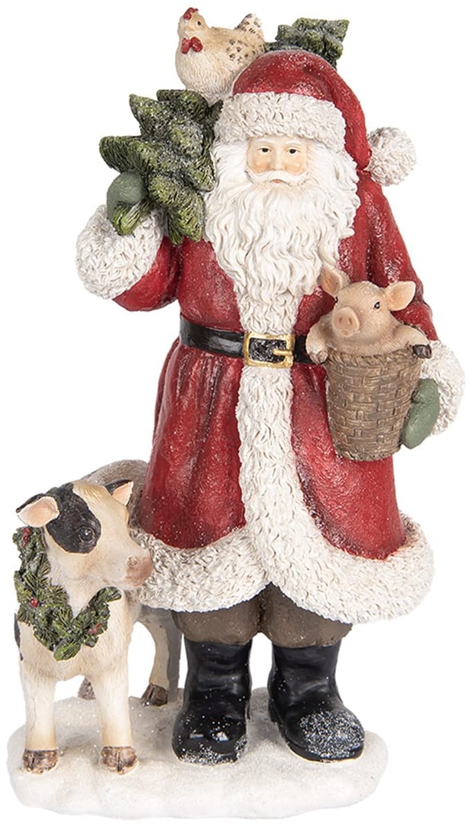 Clayre & Eef Kerstdecoratie Beeld Kerstman 17x16x30 cm Rood Kunststof