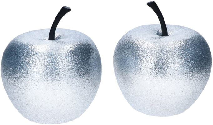 Set van 2 Aardewerk Potten Decoratieve Appel XS Zilver - E2206-S1-GLS