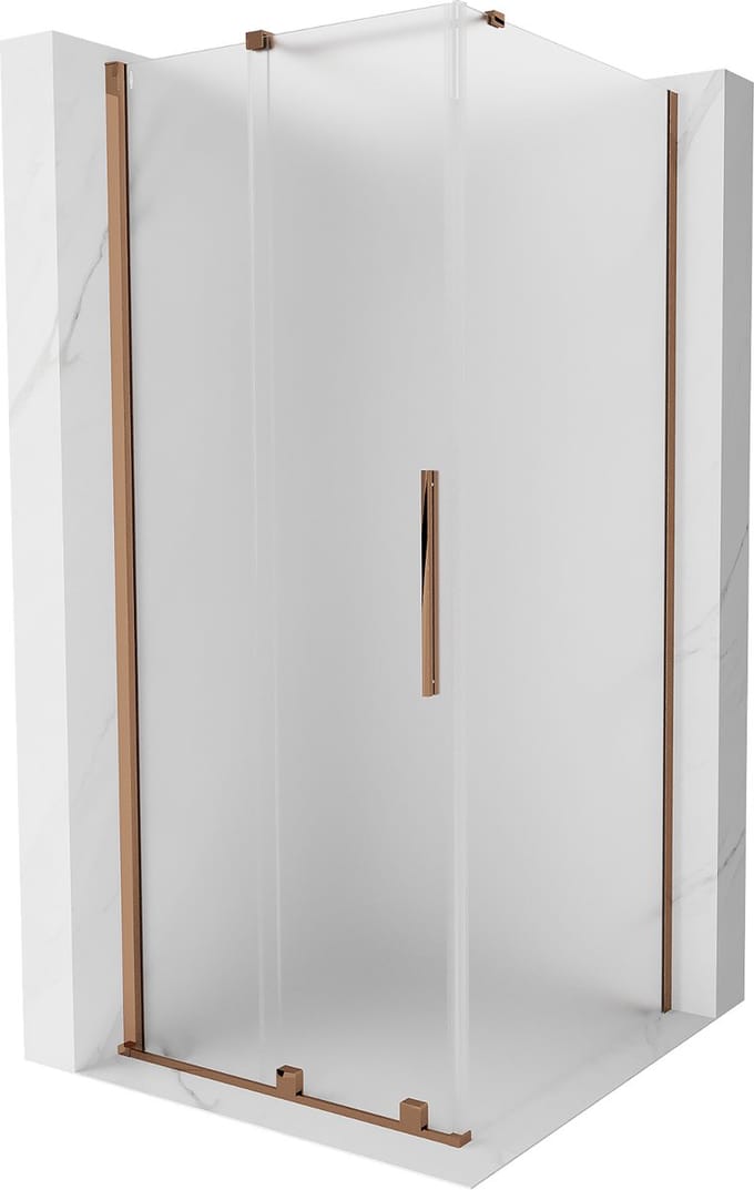 Mexen Velar schuifdouchecabine 100 x 100 , matglas, rosegoud - 871-100-100-31-60