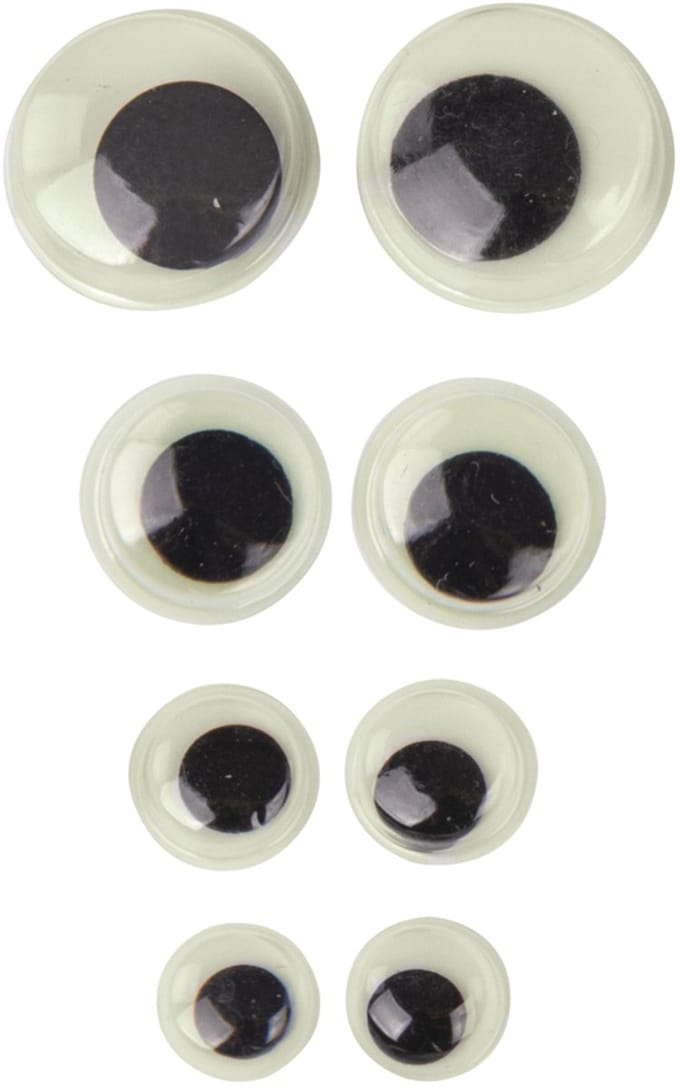 Rayher Knutsel/hobby wiebel oogjes - 80x - glow in the dark - bewegend - 4 formaten