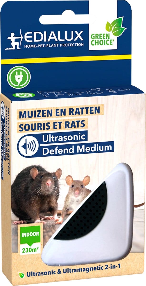 Edialux Ultrasonic Defend Verjager - Tegen Ratten En Muizen - 1 Stuk