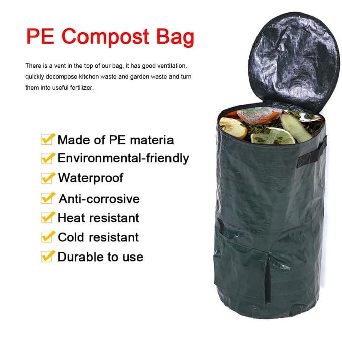 Sac de compost pour déchets organiques, jardin de cuisine, jardin, jardin, jardin, jardinière en tissu PE écologique (45 x 80cm) black
