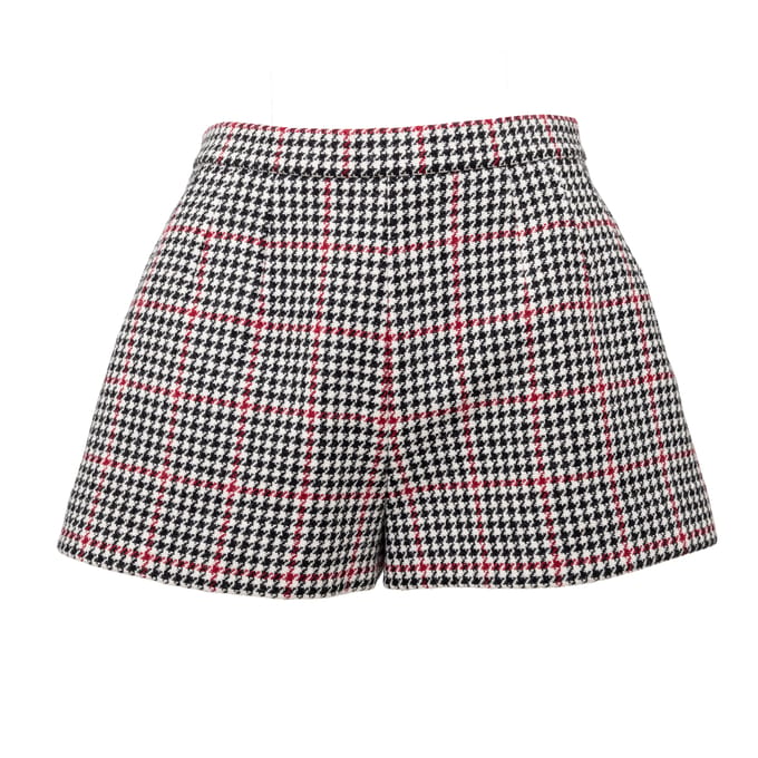 Rode Valentino Houndstooth Patroon Shorts - '10s