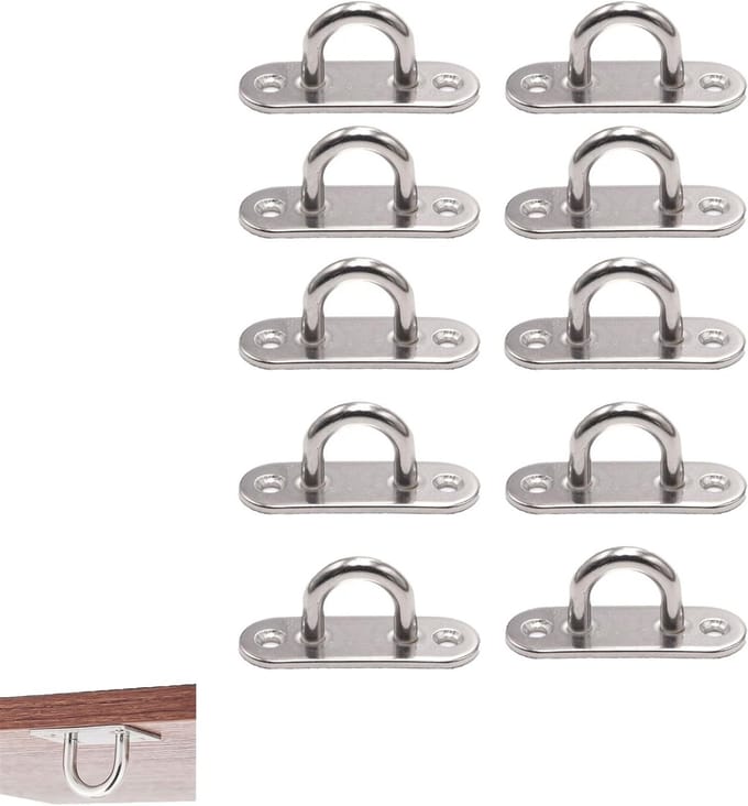 20 Stuks D-Ringen voor Ankeren, Ideaal voor Vracht, Boot, Kayak en Tentbevestiging