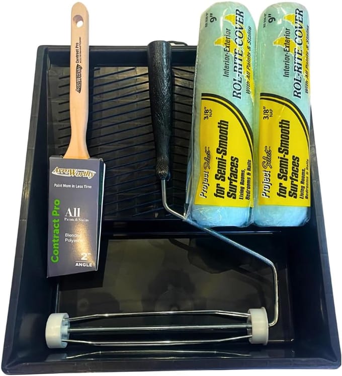 Verfroller Set voor Muren en Plafonds - Inclusief Roller Frame, Rolhoezen, Lade en Schuine Borstel
