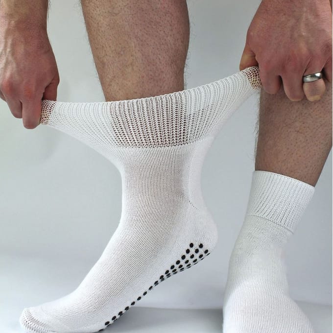 4-Pack Korte Bamboe Diabetessokken met Grips voor Heren en Dames