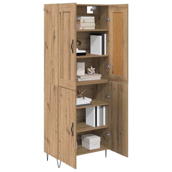 vidaXL - Highboard - Artisan - Eiken - 69,5 - x - 34 - x - 180 - cm - Bewerkt - hout