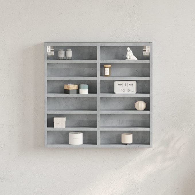 vidaXL - Vitrinekast - 60x8,5x58 - cm - bewerkt - hout - betongrijs