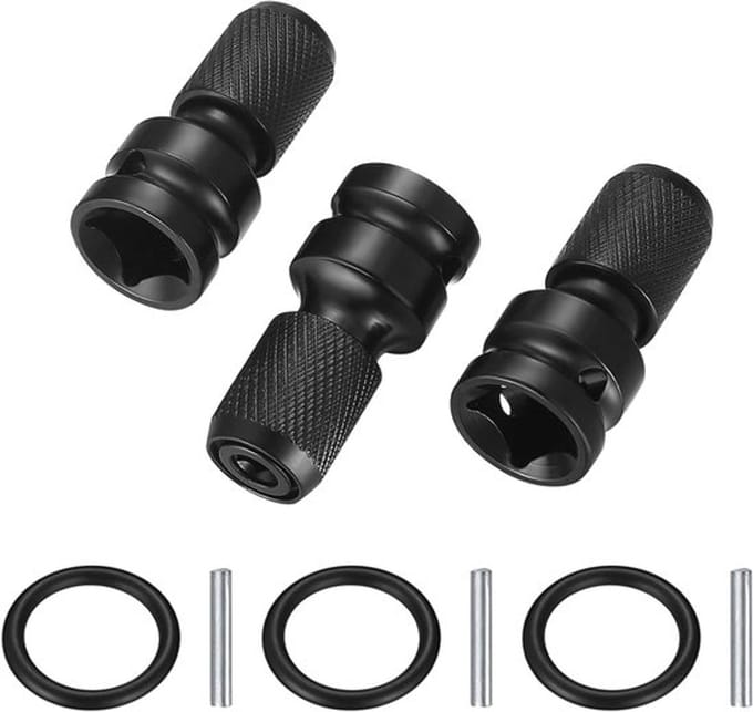 Set van 3 adapter voor steeksleutels, 1/2 vierkante aandrijving naar 1/4 hex schacht, voor impact tools en bit houders