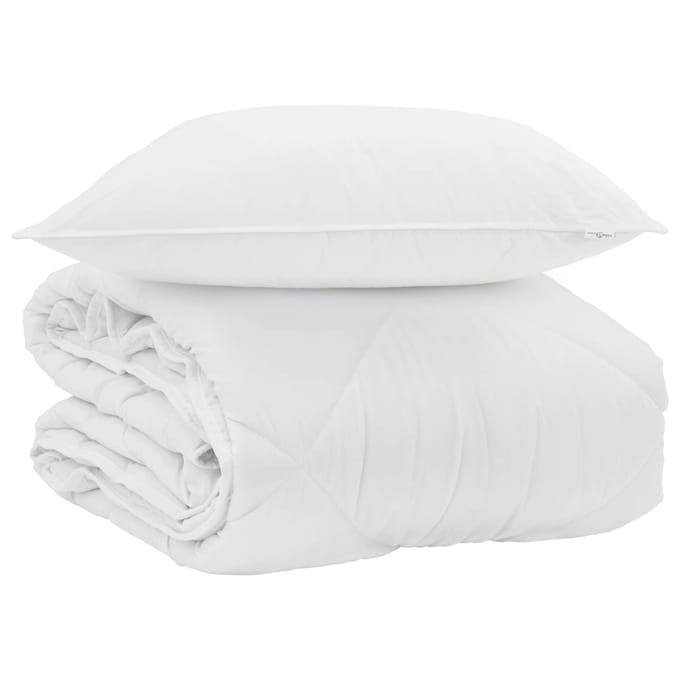 vidaXL - Zomer - Deken - met - kussen - 2 - st - Wit - Microvezel
