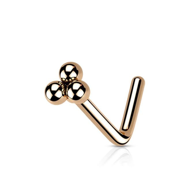 Neuspiercing PVD L-bend cluster top 0.8x6x2.8 - rose - LMPiercings