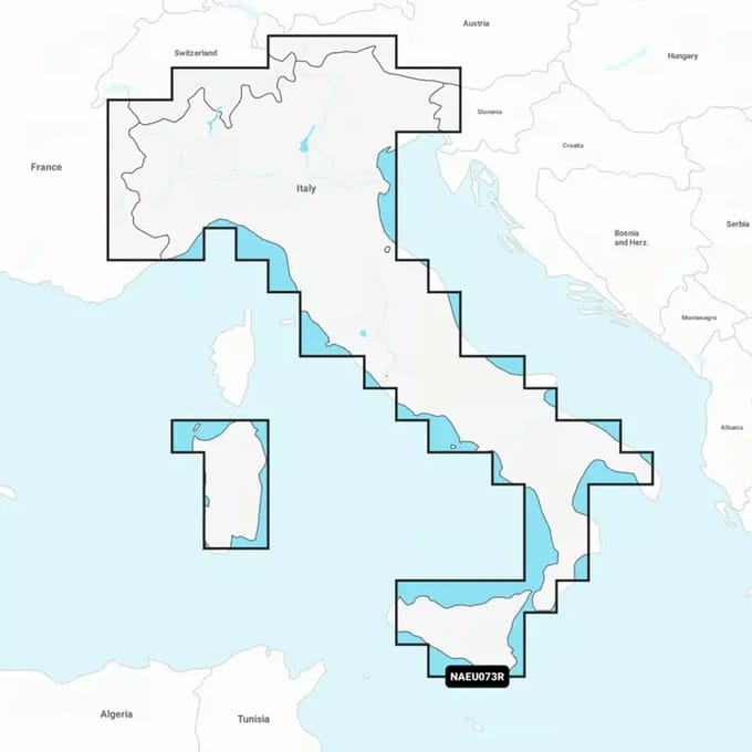 Kaart van Italië met meren en rivieren Navionics Regular SD