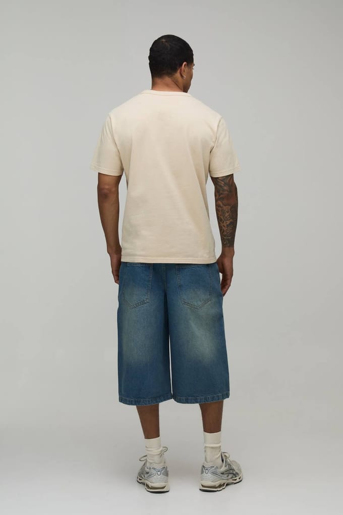 Essential Longline Fit Denim Jorts | Antique Blue | Size 60
