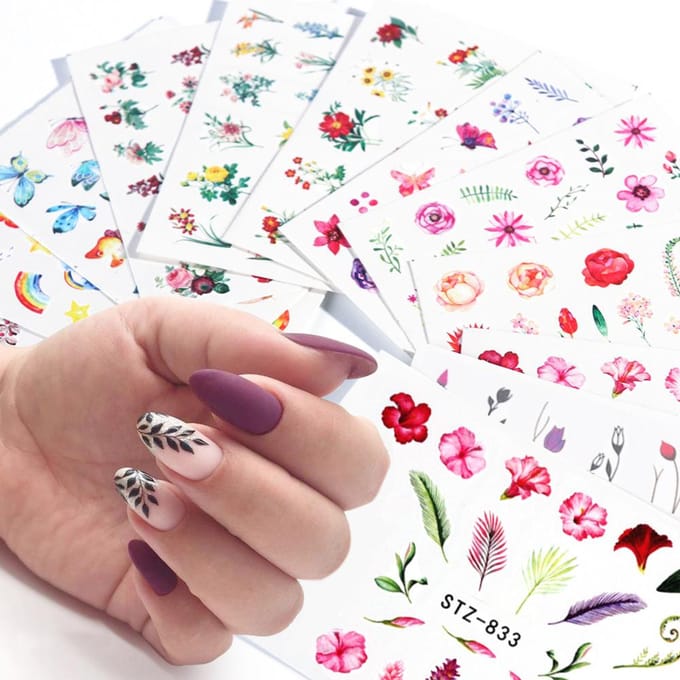 48 vellen nagelkunststickers wateroverdracht nagelsticker nagelstickers nagelkunstdecoratie manicure 68 Sheets gray