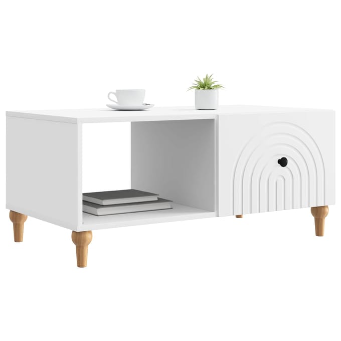 vidaXL - Salontafel - Wit - 90 - x - 50 - x - 40 - cm - Bewerkt - hout