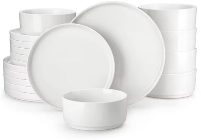 Monarch Serviesset – Serviesset – 4 persoons – 16 delig – Wit Keramisch – Breakfast Plates – Hoogwaardige kwaliteit