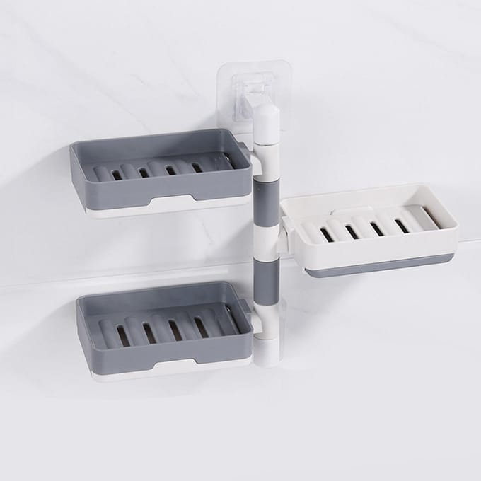 Boîte à savon murale rotative 3 couches HIPS sans perçage récipient à savon rotatif plat pour gray