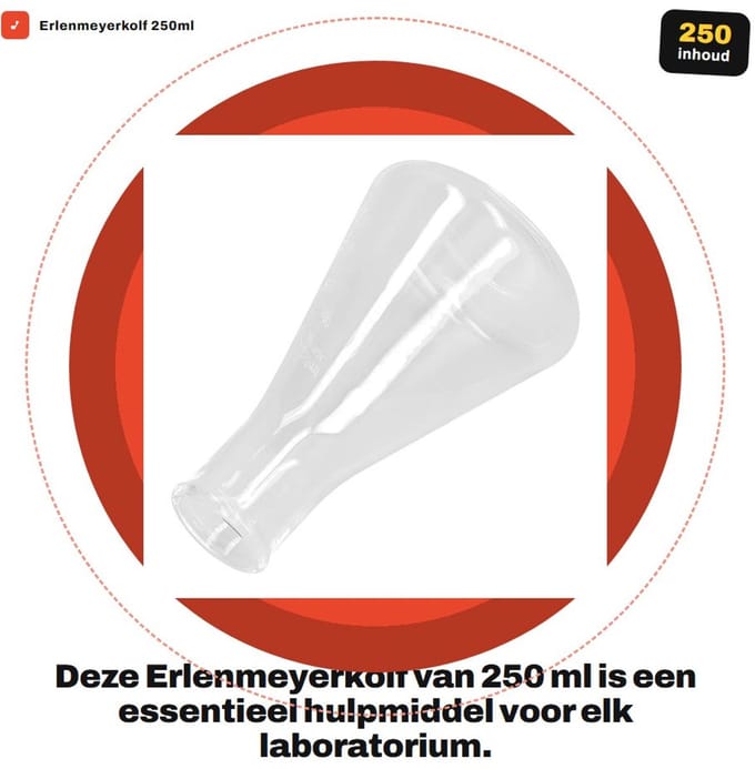 Dailygoods- Erlenmeyerkolf 250ml - Glaswerk - Lab - Chemische Reacties - Mengprocessen - Veiligheid en Precisie - Labkolf