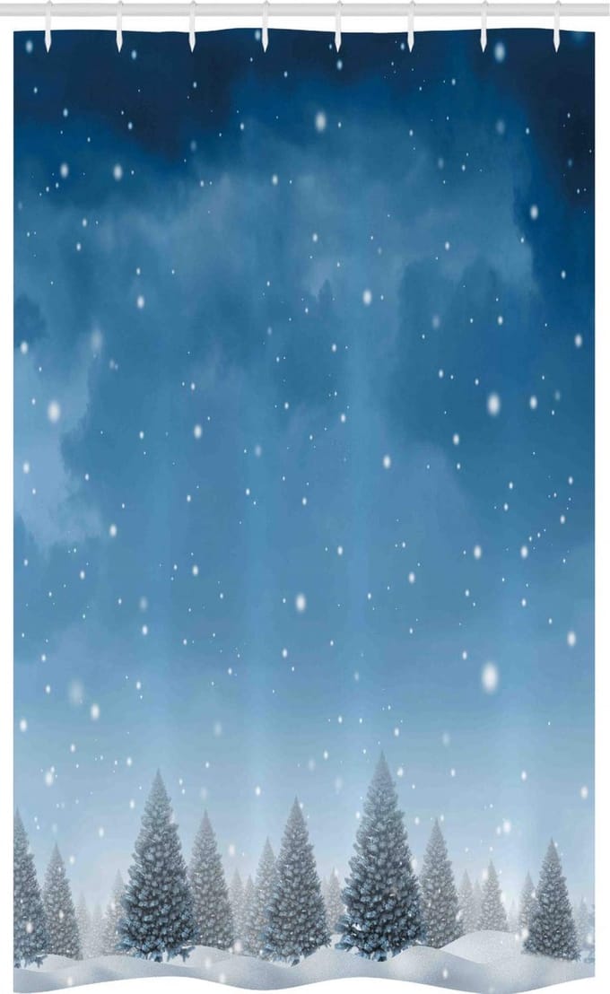 ABAKUHAUS Winter Douchegordijn – 120x180 cm – Bosbomen blauw-wit