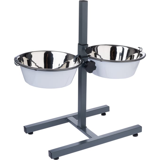 TIAKI dubbele voerbak met verstelbare standaard 2x4280ml, 29cm hondenbak