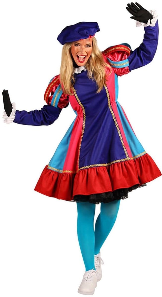 Damespiet Badalona - Blauw-rood - Maat S - Pieten jurk - Sinterklaas