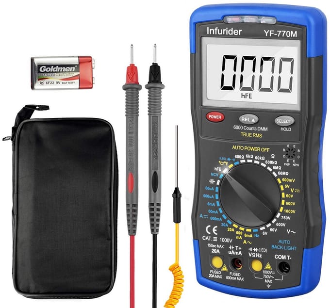 Professionele Digitale Multimeter met Automatisch Bereik 6000 Telt AC/DC Spanning Stroom Weerstand Capaciteit Temperatuur